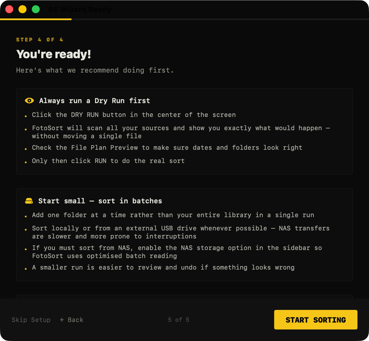 Wizard ready screen