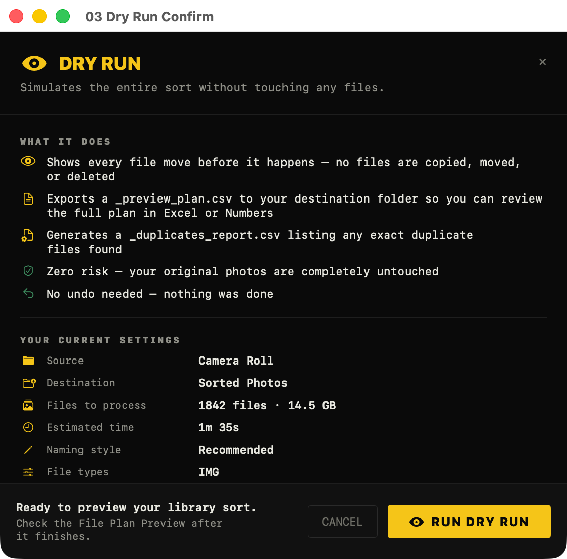 Dry run confirm