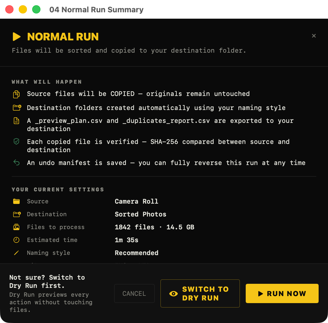 Run summary
